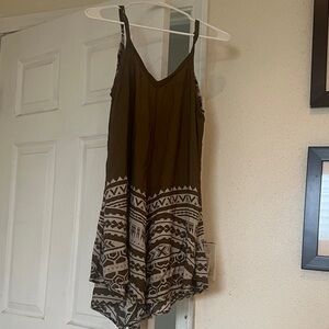 Hula Bay Med - Olive Green, Brown,Cream Tribal - Romper